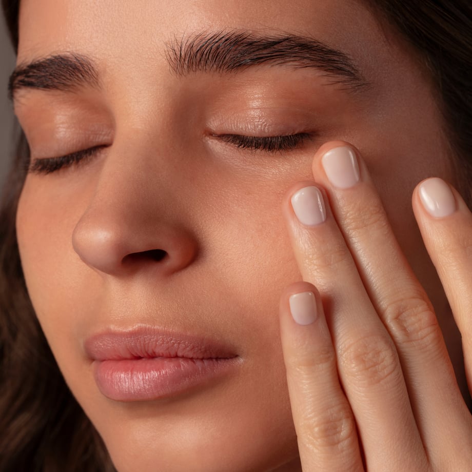 A lady applying eye care product